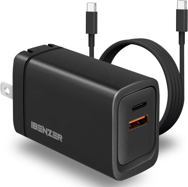 65W PD 3.0 Foldable 2-Port Wall Charger - Black