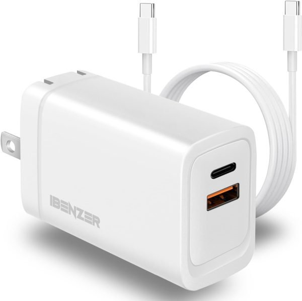 65W PD 3.0 Foldable 2-Port Wall Charger - White