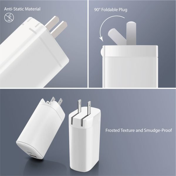 65W PD 3.0 Foldable 2-Port Wall Charger - White - Image 7