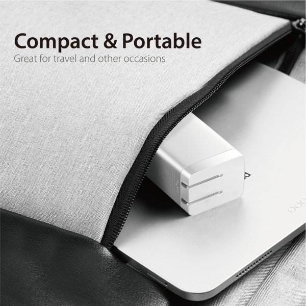 65W PD 3.0 Foldable 2-Port Wall Charger - White - Image 4